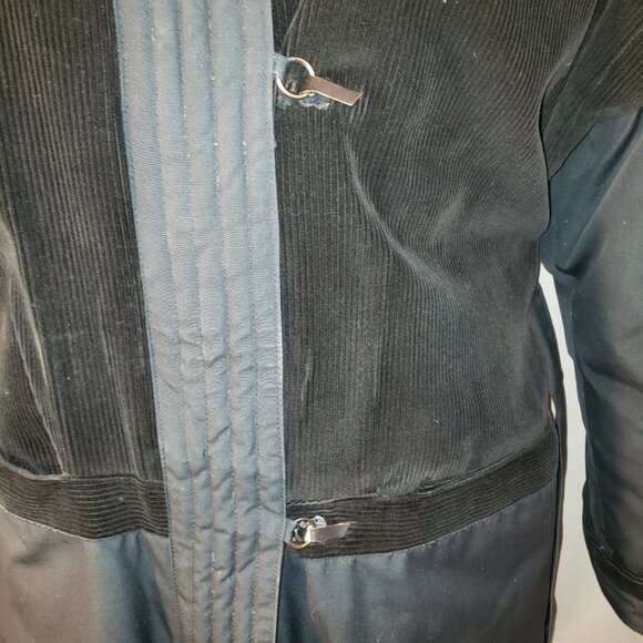 Women's Vintage DOWN CREST Black Corduroy & Fabric Full Length Puffer Coat - 7/8 - Picture 4 of 10